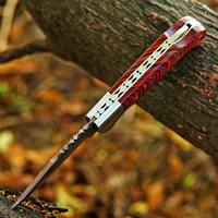 Couteau pliant en cuivre Damas élégant avec manche en bois de rose Couteau de poche parfait Groomsman Gift Anniversary Gift