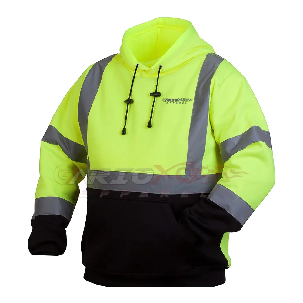 Hi-vis Sweatshirt Pullover Jumper Safety Reflective Work wear Hoodie