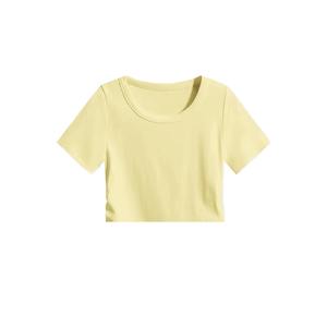 Camisas cortas lisas para mujer de alta calidad personalizadas 100% algodón transpirable moda de verano ropa informal de moda camiseta de mujer - Product Image 6