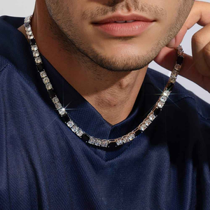 Elegante Baguette blanco y negro Moissanite Diamond Tennis Chain Joyería unisex Perfecta para bodas o fiestas de aniversario - Product Image 4