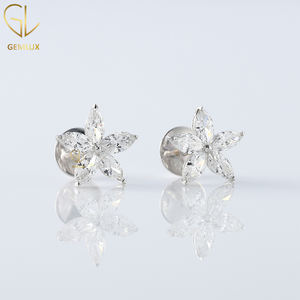 Vente chaude À La Mode Conception 10k Or Blanc Marquise Cut VS Laboratoire Cultivé Diamant Stud Fleur Style Usage Quotidien Boucles D'oreilles Pour Les Femmes - Product Image 2