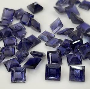 Iolite naturelle coupe carrée 5mm coupe à facettes-pierre précieuse lâche coupe carrée iolite qualité supérieure - Product Image 5