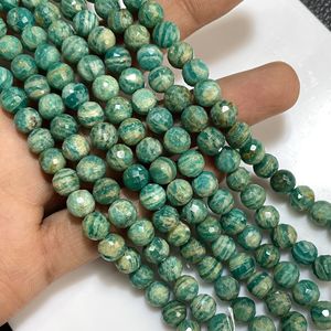 Russian Amazonite Faceted Round Shape Beads Good Quality Natural Gemstones Round Beads For Jewelry - Product Image 3