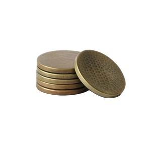 Wholesale High Quality Round <b>Marble</b> <b>Coaster</b> Set of 4 Aluminium <b>coaster</b> Set Round Natural <b>Coasters</b> with Round Gold Soft Edges - Product Image 2