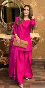 Farshi Shalwar soie brodée à la main robe traditionnelle pakistanaise femmes vêtements vêtements ethniques mode culturelle Shalwar Kameez - Product Image 5