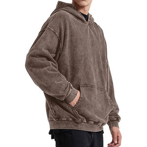 Sweat-shirt homme personnalisé à épaules tombantes, broderie 3D, 100% coton French Terry, respirant, écologique, délavé à l'acide, vintage, avec poche kangourou - Product Image 3