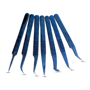 Pince à cils bleu titane outils d'extension de cils professionnels pour Volume Lash Artist Essentials fournisseur en gros - Product Image 1