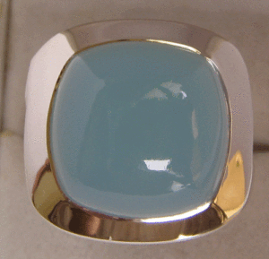 <b>925</b> Sterling <b>Silver</b> Shah Gems Women's <b>Ring</b> with Natural Blue Chalcedony and Pink Sapphire Bezel Setting Everyday Wear - Product Image 1