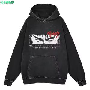 Sweat à capuche vintage en coton de qualité supérieure, style streetwear, imprimé anime DTG, doublure polaire, écologique, pour homme, hiver - Product Image 2