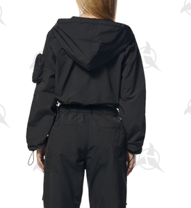 Conjunto de Pantalones Cargo y Chaqueta Cortavientos de Nylon con Cremallera Completa, Estilo Vintage con Logotipo Personalizado, para Mujer, Talla Grande, Ropa de Calle - Product Image 3