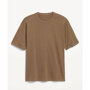 Camiseta lisa de algodón 100% con estampado de pantalla informal, camiseta gruesa de alta calidad con cuello redondo de gran tamaño para hombre - Product Image 1