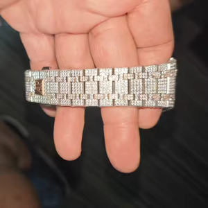 King Elite <b>Men's</b> Moissanite Diamond Luxury Watch Quartz Hip Hop Timepiece Alloy Case Glass Dial 5mm Thickness - Product Image 5