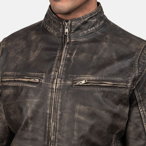 Custom Designed Men's <b>Stand</b> Collar Canvas Leather Jacket for Winter High Street Casual Style - Product Image 6