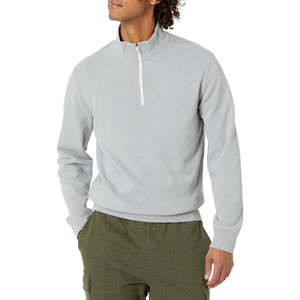 Sweat-shirt à col montant et demi-zip avec logo personnalisé, mélange de coton de haute qualité, coupe classique, sweat-shirts élégants pour hommes, prix bas et MOQ - Product Image 3