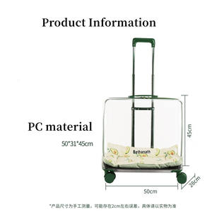 50cm geniş ve büyük kapasiteli dilsiz tekerlekler şeffaf kedi köpek arabası tekerlekler kedi yavru bagaj kutuları Pet bavul taşıyıcı - Product Image 5