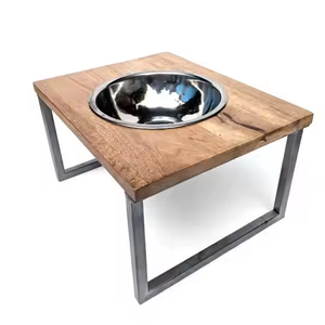 Cuencos duraderos de acero inoxidable para perros con soporte de madera ecológico personalizable para la alimentación del jardín, cuencos y comederos para mascotas al por mayor - Product Image 1