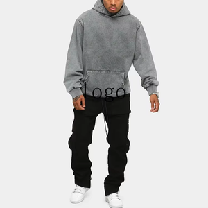 Top qualité 2025 450 gsm pull sur sweats à capuche hommes lourd lavage à l'acide sweats à capuche surdimensionné pierre Vintage lavé à capuche blanc - Product Image 2