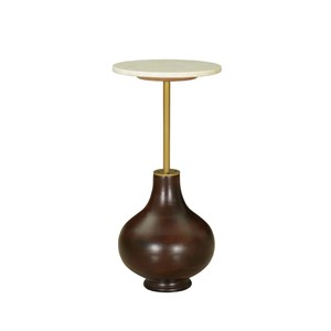 Mango Wood marble and iron walnut Finish end table side table - Product Image 1