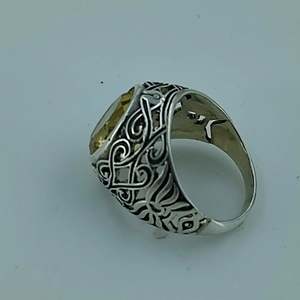 925 Sterling <b>Silver</b> Citrine <b>Ring</b> Natural Yellow Gemstone Handmade Oval <b>Statement</b> Promise Jewelry Cut Stone November Birthstone - Product Image 4