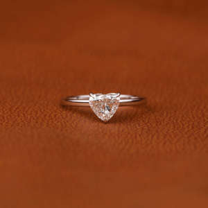 Elegant 18KT Solid Gold Wedding Ring Trendy Solitaire <b>Heart</b> <b>Shape</b> Claw Setting Lab Created Diamond Gold Plated - Product Image 2