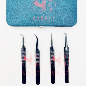 Pince à épiler professionnelle Shine Black Plasma Diamond Grip pour cils, en acier inoxydable durable, 10 mm, pointe lisse et pointue - Product Image 3