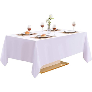 Mantel de mesa elástico de algodón y poliéster Rectangular, Spandex blanco, PE duradero para fiestas al aire libre, bodas con patrón redondeado - Product Image 2