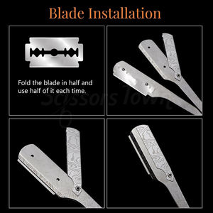 Maquinilla de afeitar recta de peluquero con hoja afilada de acero inoxidable, maquinilla de afeitar clásica plegable para hombres, aseo tradicional - Product Image 3