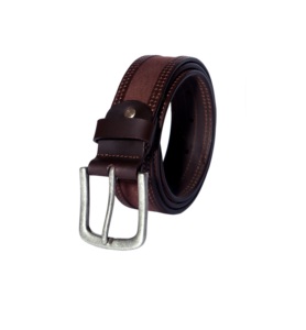 Handmade Cow Hide <b>Leather</b> Belt Unique Customizable Fashion Style with Canvas Accents Pin for Buckle Genuine <b>Leather</b> - Product Image 3