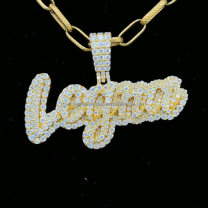 สร้อยคอจี้ตัวอักษรแบบสั่งทำพิเศษชุบทอง Moissanite จี้สร้อยคอชื่อโค้ง - Product Image 1