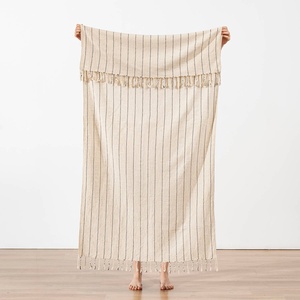 Premium Rustic <b>Turkish</b> <b>Beach</b> <b>Towel</b> Natural Pinstripe, 100% Cotton Peshtemal, 40x70 in - Product Image 1
