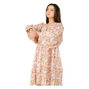 Tuniques en coton Boho Hippie avec robe d'été imprimée en dentelle avec manches tissées durable et lavable - Product Image 5