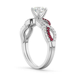 Anillo de Compromiso de Oro Blanco de 14K con Diamantes Infinitos y Rubí, Conjunto de Joyería Fina de 0.34ct - Product Image 4
