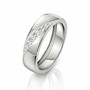 Anillo de Boda Diagonal Clásico Jeulia para Hombre con Moissanita - Plata de Ley - Product Image 2