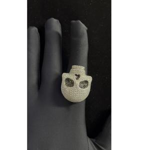High-End Hip Hop Style Iced Out 925 Sterling Silver Diamond <b>Skull</b> Ring with Brilliant VVS for Mens Party Or Daily Use Jewelry - Product Image 1
