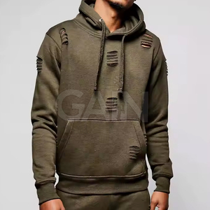 Survêtements de détresse pour hommes, de couleur unie, à prix de gros, survêtements de quantité minimale de commande bas pour hommes. - Product Image 4