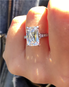 Anillo de compromiso de moissanita de corte triturado antiguo de 3,50 Ct anillo de brida de diamante de boda de plata esterlina de corte radiante - Product Image 2