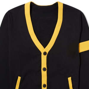 College Casual Custom Logo Button Jacquard V Neck <b>Long</b> Sleeve Men Knit Slim Fit Sweater <b>Cardigan</b> Designers Clothing <b>With</b> <b>Pocket</b> - Product Image 2