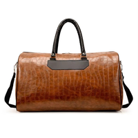 Meilleur sac polochon en cuir PU pour hommes Vintage Travel Weekender Fermeture à glissière Style en détresse Lettre pour le sport pendant la nuit
