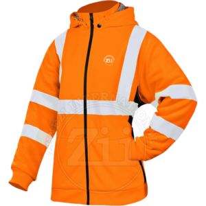 เสื้อฮู้ดกลางแจ้งแขนยาวเสื้อกันหนาวขนแกะมีฮู้ดสีตัดกันมีแถบสะท้อนแสงรูดซิปขึ้น100% แจ็คเก็ตขนแกะโพลีเอสเตอร์ - Product Image 1