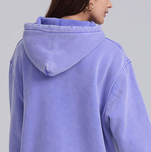 เสื้อฮู้ดผู้หญิง ดีไซน์โดดเด่น สีพื้นเรียบง่าย สไตล์ลำลอง สตรีทแวร์ สำหรับฤดูหนาว ทรงหลวม ระบายอากาศได้ดี เป็นมิตรกับสิ่งแวดล้อม ผลิตจากผ้าฟลีซถัก ล้างสีแบบ Acid Wash - Product Image 6