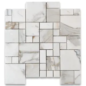 G96XH calacatta ทองมินิ Versailles ฝรั่งเศส Paragon กระเบื้องโมเสค honed หินอ่อนธรรมชาติสำหรับทางเข้าห้องนอนบันไดห้องโถง - Product Image 1