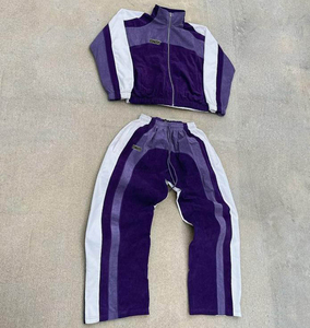 Conjunto de Chaqueta y Pantalones Deportivos de Invierno Personalizados, Chaqueta Cortavientos de Felpa Gruesa, Fabricante de Conjuntos Deportivos, Sudadera con Capucha y Cremallera con Parches Lisos - Product Image 2