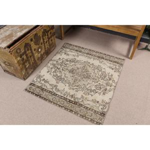 3.6x6.2 ft Turkish Vintage Rug, Accent Rug, <b>Brown</b> Gray Abstract <b>Wool</b> Rug - Product Image 2
