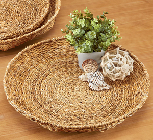 Plateau de service naturel tissé à la main pour la nourriture, les boissons ou la décoration intérieure | Organisateur rustique écologique - Product Image 3