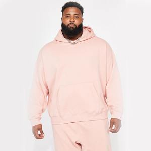 Sweats à capuche pour hommes en molleton de coton de haute qualité avec manches longues et impression en relief couleur unie grandes et grandes tailles sweat à capuche épais - Product Image 4