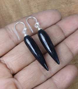 Black Onyx <b>Earrings</b> 925 Sterling Silver <b>Long</b> Drop Gemstone Jewelry Handmade December Birthstone Gift for Anniversary - Product Image 4