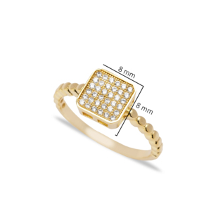 Anillo Minimalista de Diseño Cuadrado con Circonita Cúbica, Hecho a Mano, Delicado, Clásico, para Bodas, Fiestas, Estilo Turco, Joyería de Plata de Ley 925 - Product Image 2