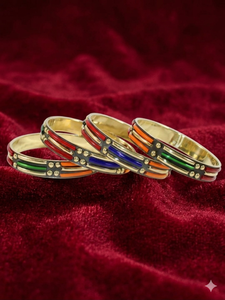 Glass <b>Bangles</b> India Fashion <b>Bangles</b> Glass with Metal <b>Bangle</b> <b>Set</b> Fashion Jewelry & Accessories for Women and Girls - Product Image 5