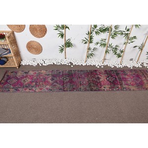 Alfombra turca Rectangular Bohemia Vintage 9x12, diseño clásico de retazos de 2x10,7 pies, Material de lana, respaldo de látex para pasillo de entrada - Product Image 2