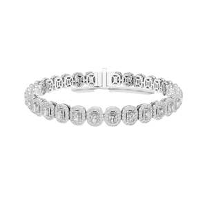 Bracelet tennis en diamant de laboratoire 7,04 CT, taille coussin, or 10KT, 14KT, 18KT et argent 925, options or rose, jaune, blanc - Product Image 1